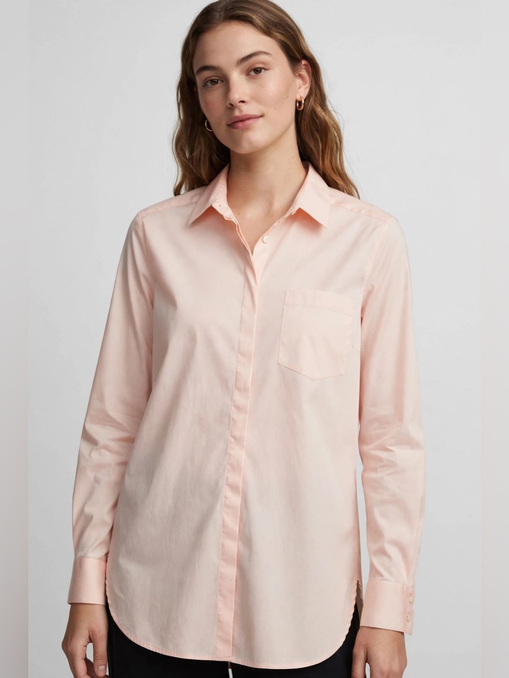Ann Taylor Light Peach Button-Down Blouse